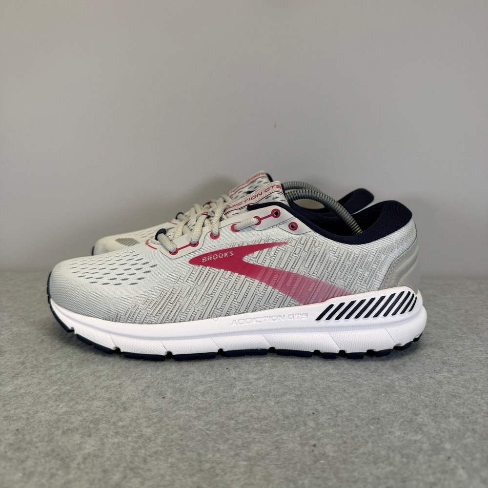Brooks Addiction GTS 15 Women Shoes Size 9 Grey Pink Running Sneaker 1203522A054